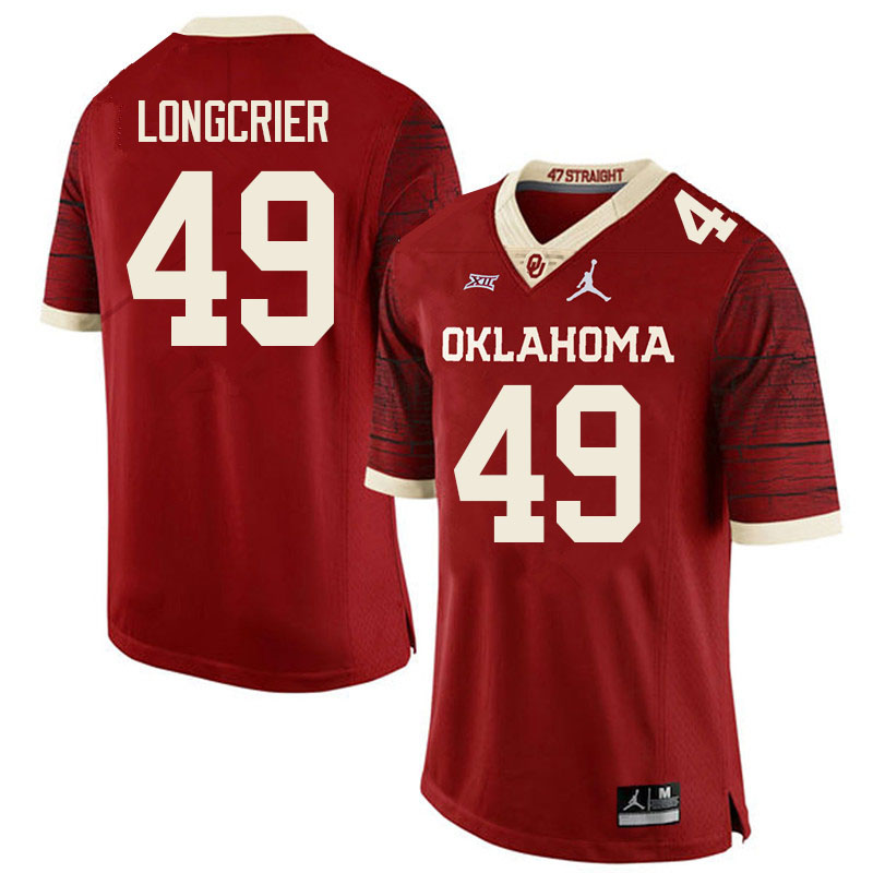 Oklahoma Sooners #49 Hunter Longcrier College Football Jerseys Sale-Retro